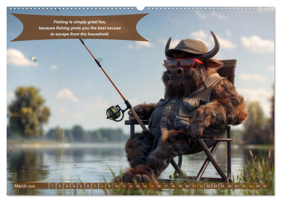 Funny charming animals as fishermen (CALVENDO Monthly Calendar 2026)