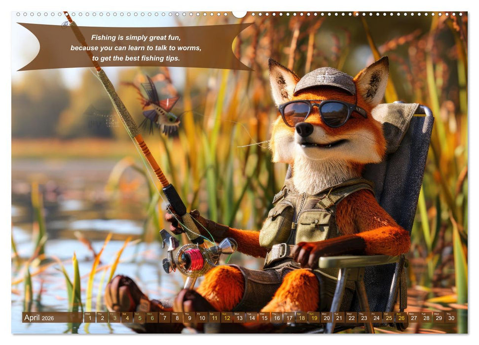 Funny charming animals as fishermen (CALVENDO Monthly Calendar 2026)