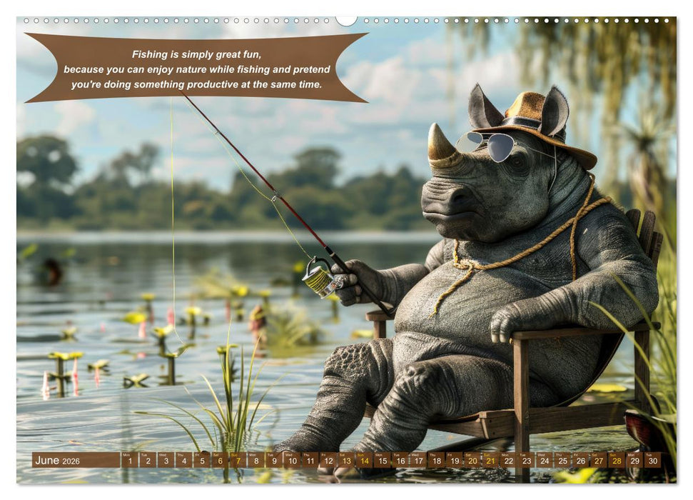 Funny charming animals as fishermen (CALVENDO Monthly Calendar 2026)