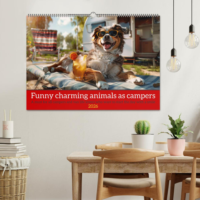 Funny charming animals as campers (CALVENDO Monthly Calendar 2026)