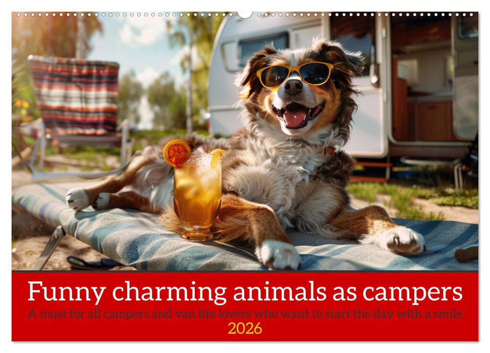 Funny charming animals as campers (CALVENDO Monthly Calendar 2026)