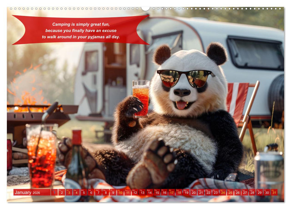 Funny charming animals as campers (CALVENDO Monthly Calendar 2026)