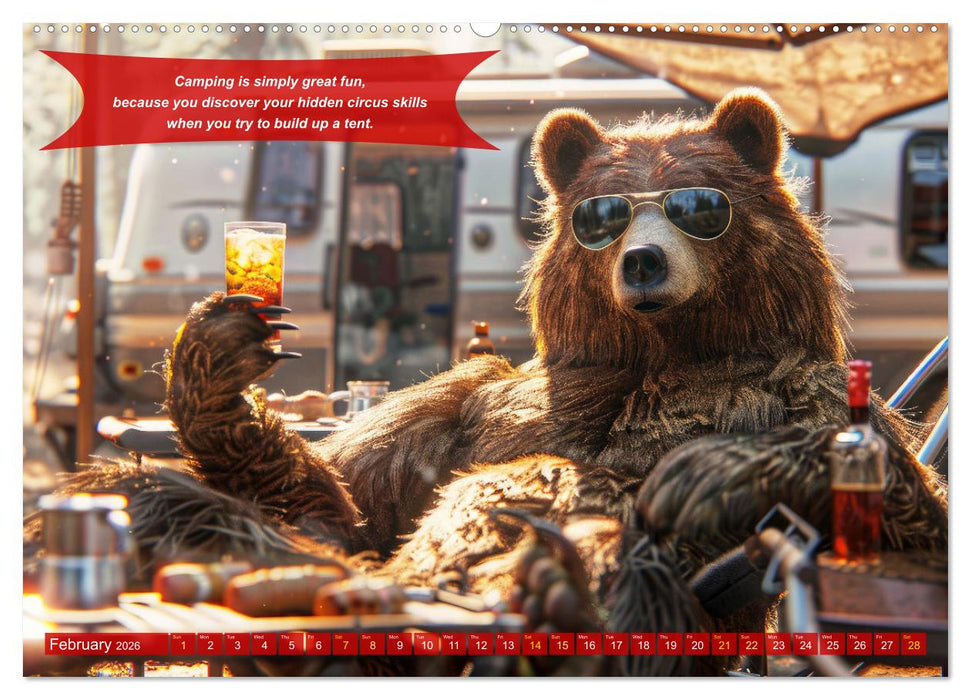 Funny charming animals as campers (CALVENDO Monthly Calendar 2026)