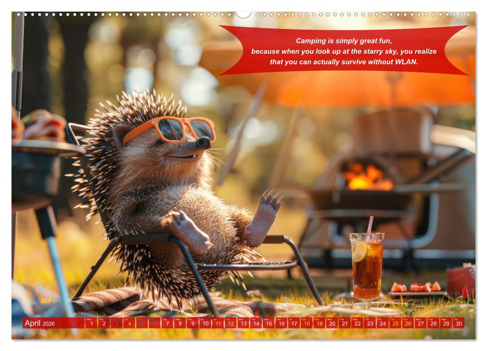 Funny charming animals as campers (CALVENDO Monthly Calendar 2026)