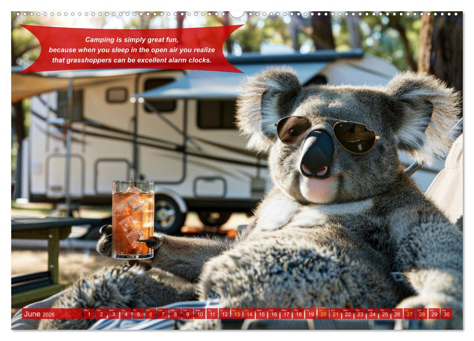 Funny charming animals as campers (CALVENDO Monthly Calendar 2026)