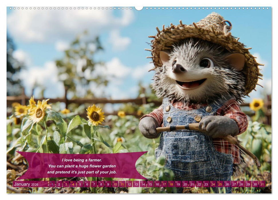 Funny charming animals as farmers (CALVENDO Monthly Calendar 2026)