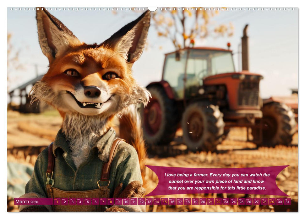 Funny charming animals as farmers (CALVENDO Monthly Calendar 2026)