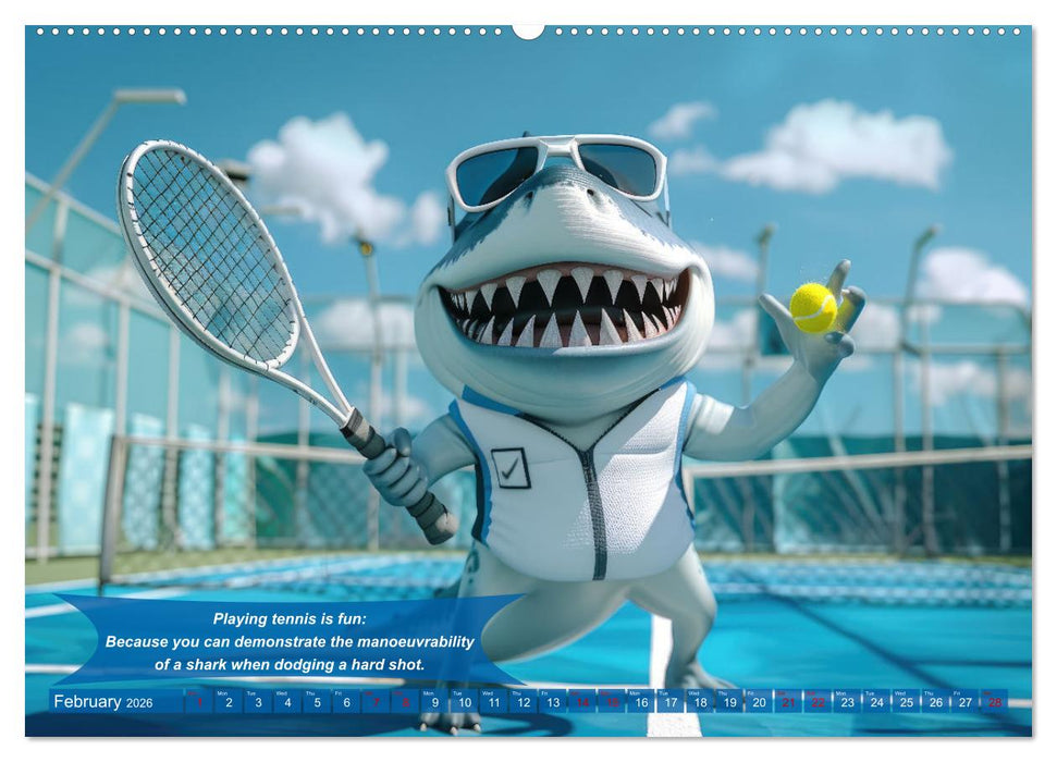 Funny animals as tennis players (CALVENDO Monthly Calendar 2026)