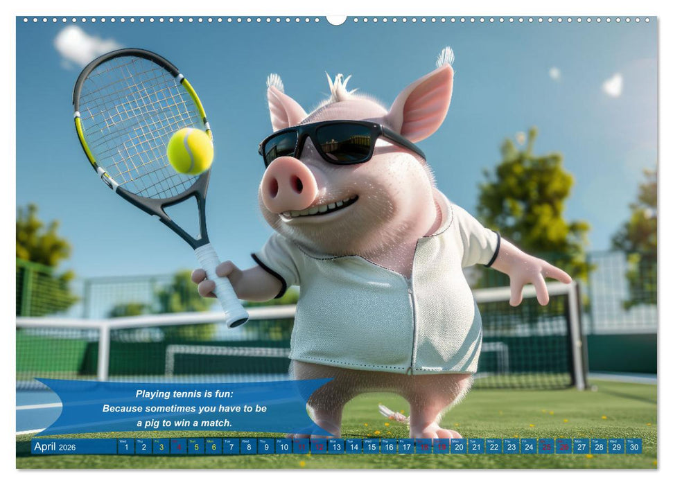 Funny animals as tennis players (CALVENDO Monthly Calendar 2026)