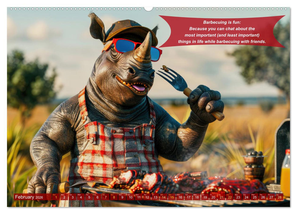 Funny charming animals as barbecue chef (CALVENDO Monthly Calendar 2026)