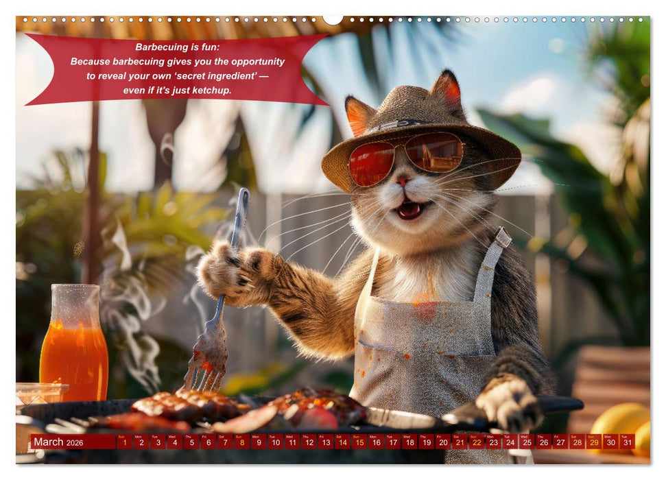 Funny charming animals as barbecue chef (CALVENDO Monthly Calendar 2026)
