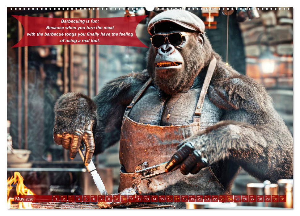 Funny charming animals as barbecue chef (CALVENDO Monthly Calendar 2026)