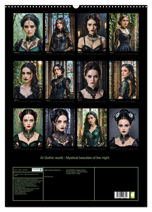 AI Gothic world - Mystical beauties of the night (CALVENDO Monthly Calendar 2026)