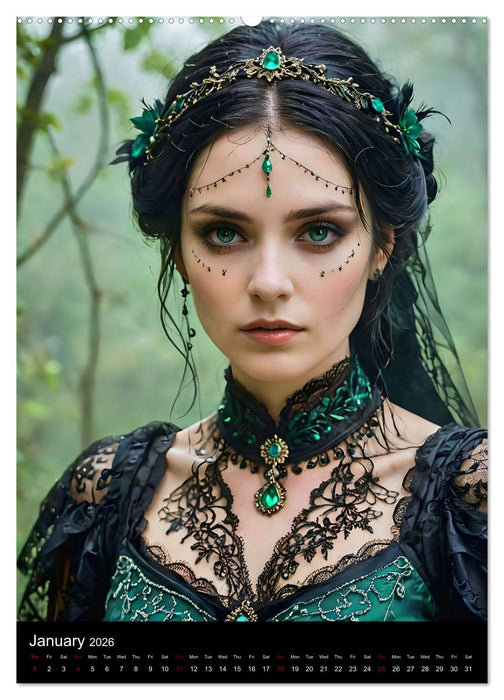 AI Gothic world - Mystical beauties of the night (CALVENDO Monthly Calendar 2026)