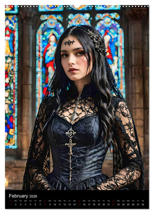 AI Gothic world - Mystical beauties of the night (CALVENDO Monthly Calendar 2026)