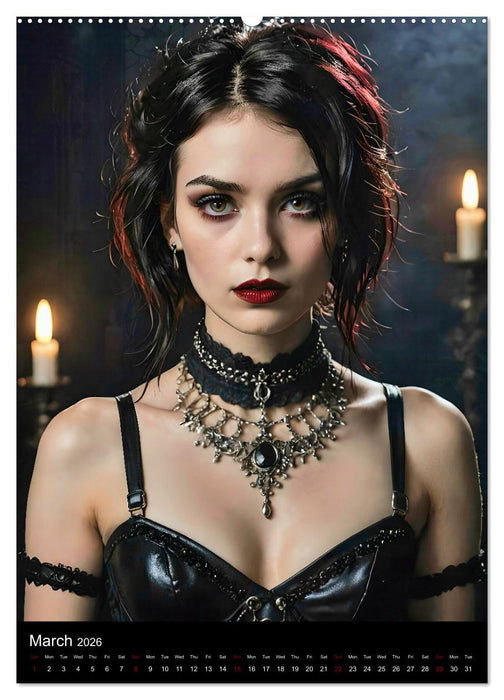 AI Gothic world - Mystical beauties of the night (CALVENDO Monthly Calendar 2026)