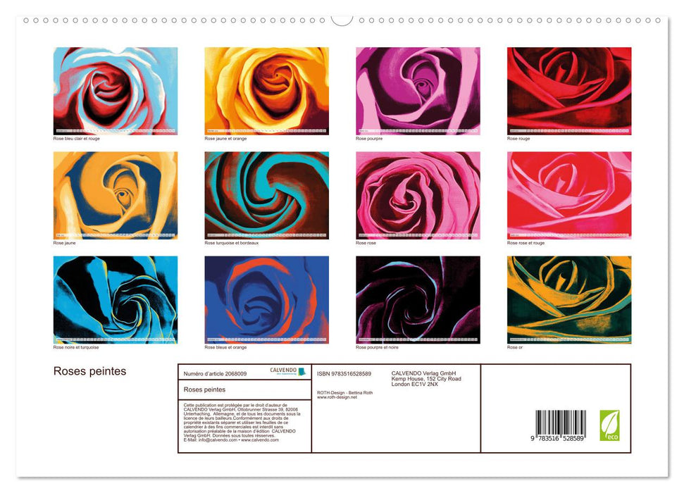 Roses peintes (CALVENDO Calendrier supérieur 2026)