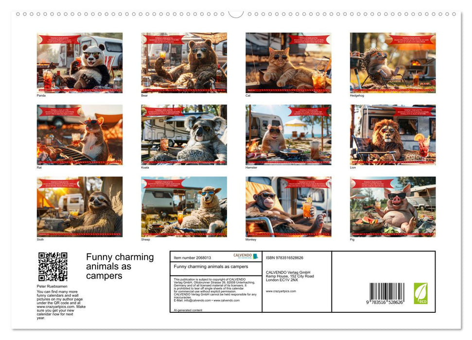 Funny charming animals as campers (CALVENDO Premium-Calendar 2026)
