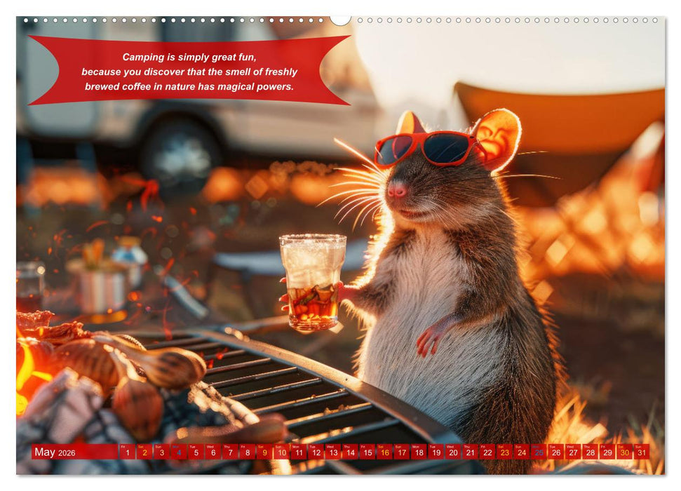 Funny charming animals as campers (CALVENDO Premium-Calendar 2026)