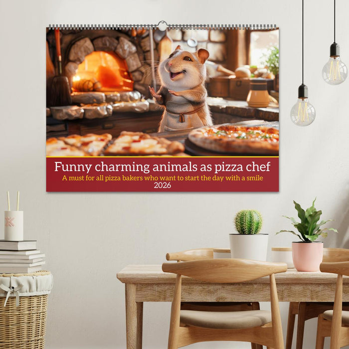 Funny charming animals as pizza chef (CALVENDO Monthly Calendar 2026)