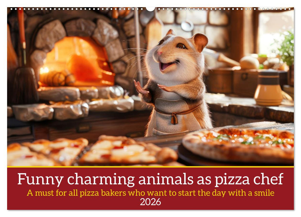 Funny charming animals as pizza chef (CALVENDO Monthly Calendar 2026)