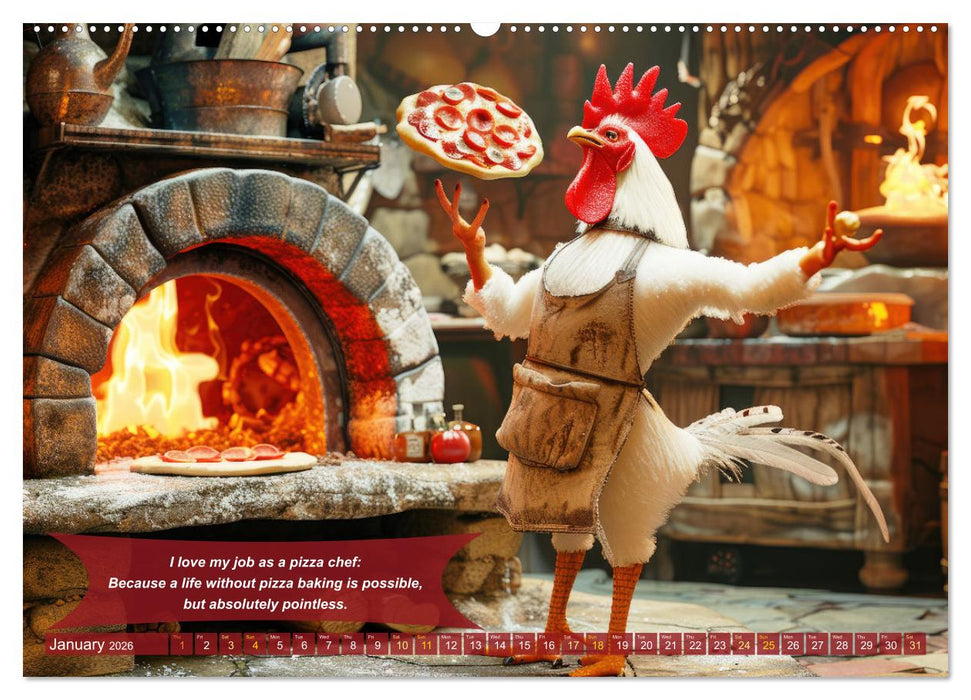 Funny charming animals as pizza chef (CALVENDO Monthly Calendar 2026)