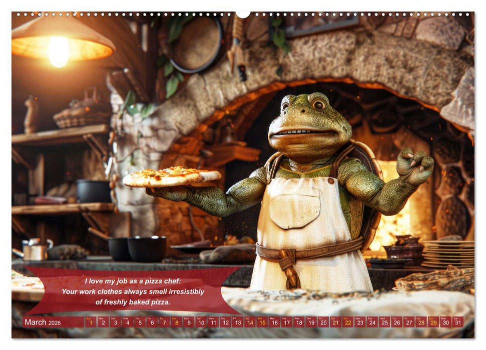 Funny charming animals as pizza chef (CALVENDO Monthly Calendar 2026)