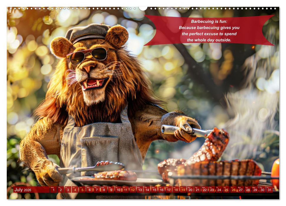 Funny charming animals as barbecue chef (CALVENDO Premium-Calendar 2026)
