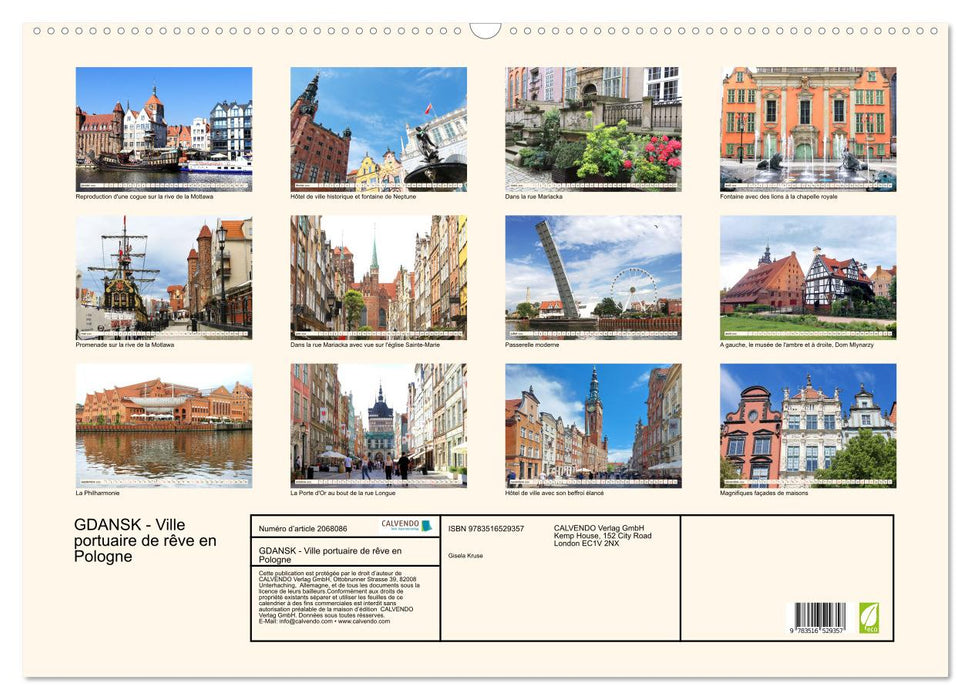 GDANSK - Ville portuaire de rêve en Pologne (CALVENDO Calendrier mensuel 2026)