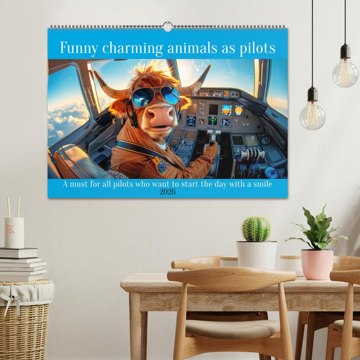 Funny charming animals as pilots (CALVENDO Monthly Calendar 2026)