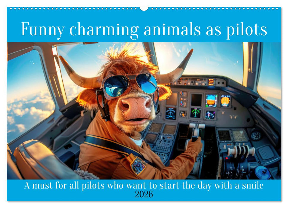 Funny charming animals as pilots (CALVENDO Monthly Calendar 2026)