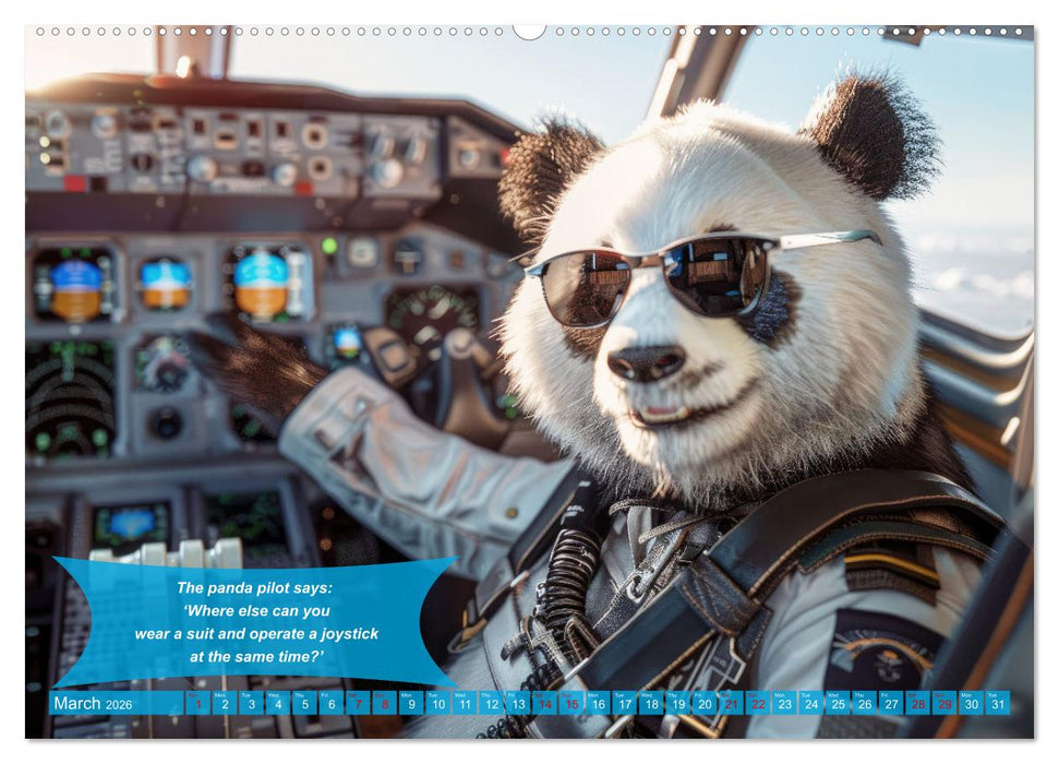Funny charming animals as pilots (CALVENDO Monthly Calendar 2026)