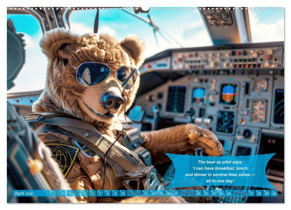 Funny charming animals as pilots (CALVENDO Monthly Calendar 2026)