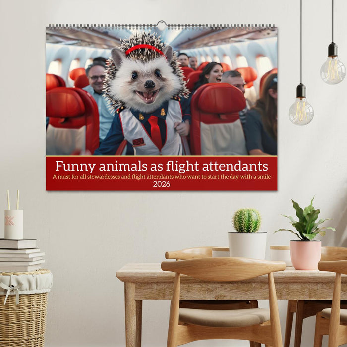 Funny animals as flight attendants (CALVENDO Monthly Calendar 2026)