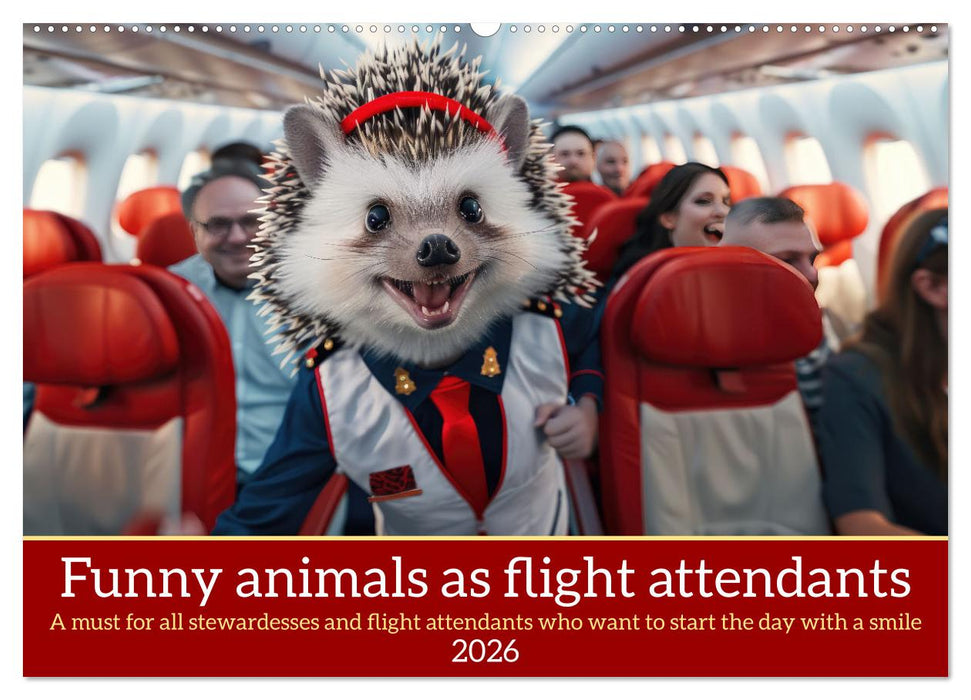 Funny animals as flight attendants (CALVENDO Monthly Calendar 2026)