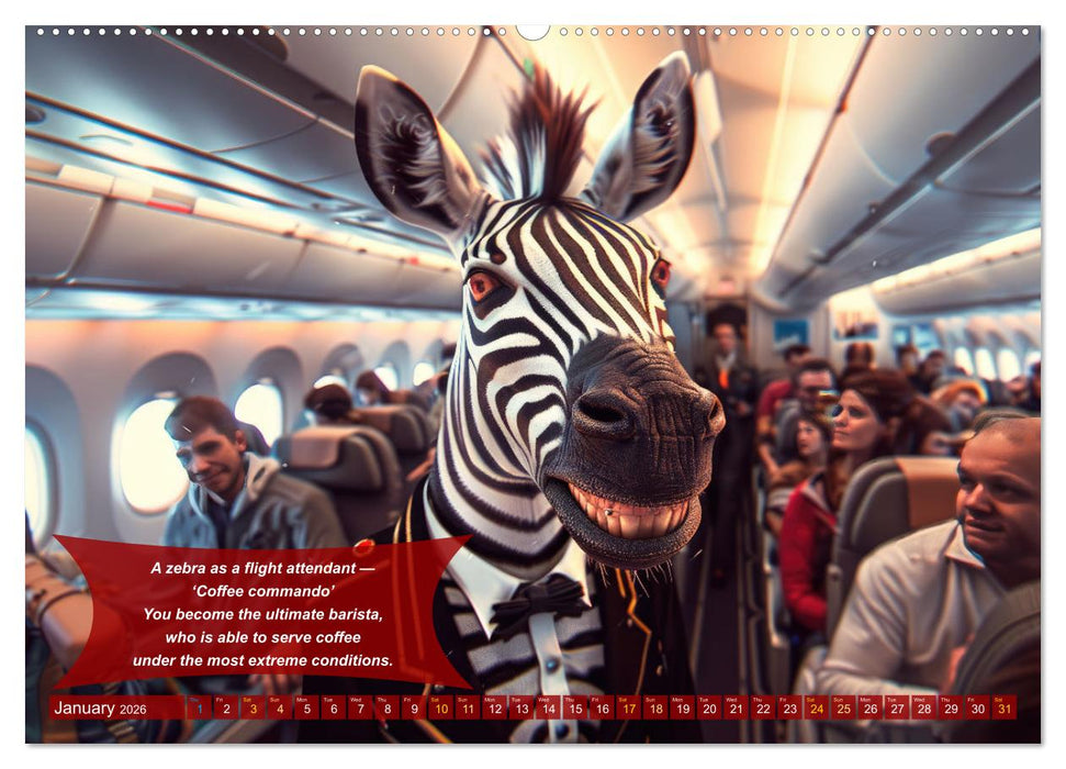 Funny animals as flight attendants (CALVENDO Monthly Calendar 2026)