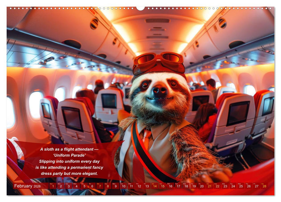 Funny animals as flight attendants (CALVENDO Monthly Calendar 2026)