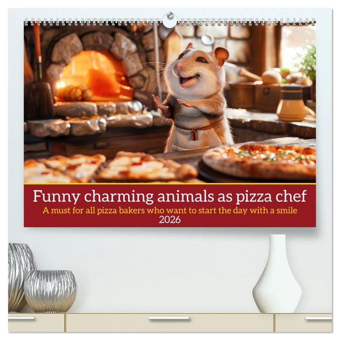Funny charming animals as pizza chef (CALVENDO Premium-Calendar 2026)