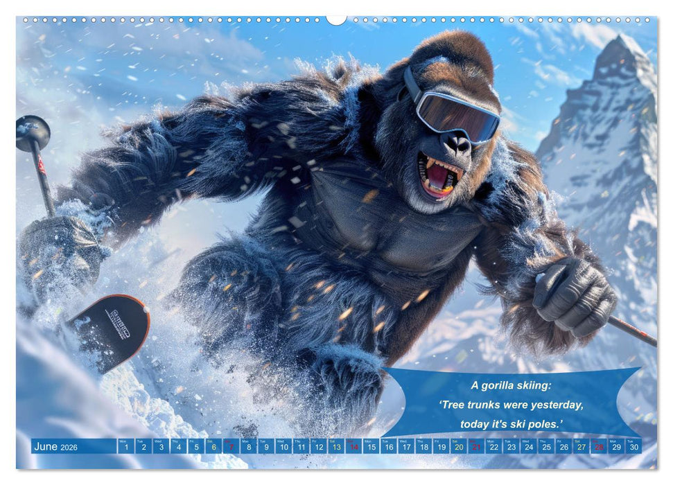 Funny charming animals as skiers (CALVENDO Monthly Calendar 2026)