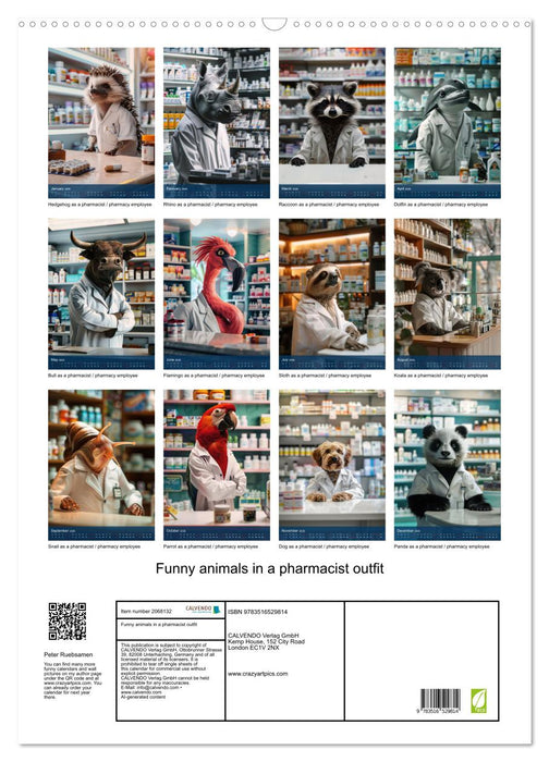 Funny animals in a pharmacist outfit (CALVENDO Monthly Calendar 2026)