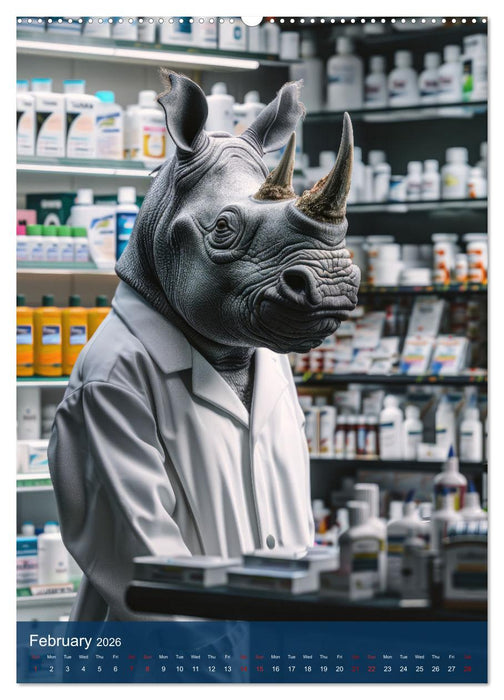 Funny animals in a pharmacist outfit (CALVENDO Monthly Calendar 2026)