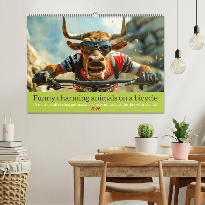 Funny charming animals on a bicycle (CALVENDO Monthly Calendar 2026)