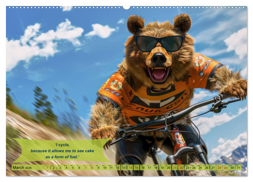 Funny charming animals on a bicycle (CALVENDO Monthly Calendar 2026)