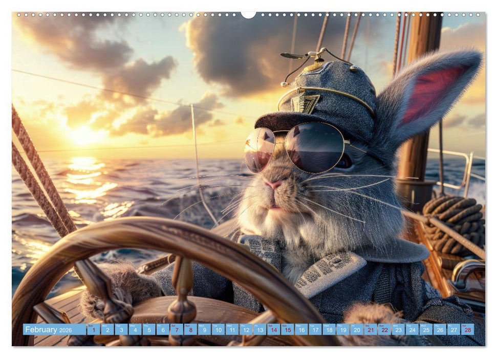 Funny animals as a captain on a boat (CALVENDO Monthly Calendar 2026)