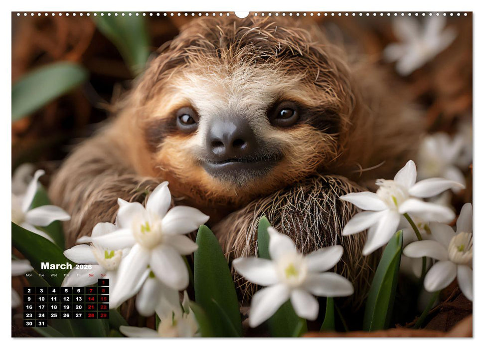 sweet sloths - relaxed throughout the year (CALVENDO Monthly Calendar 2026)