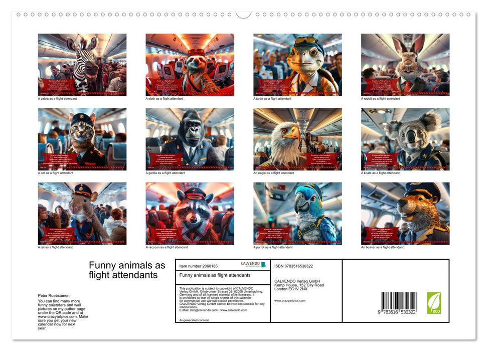 Funny animals as flight attendants (CALVENDO Premium-Calendar 2026)