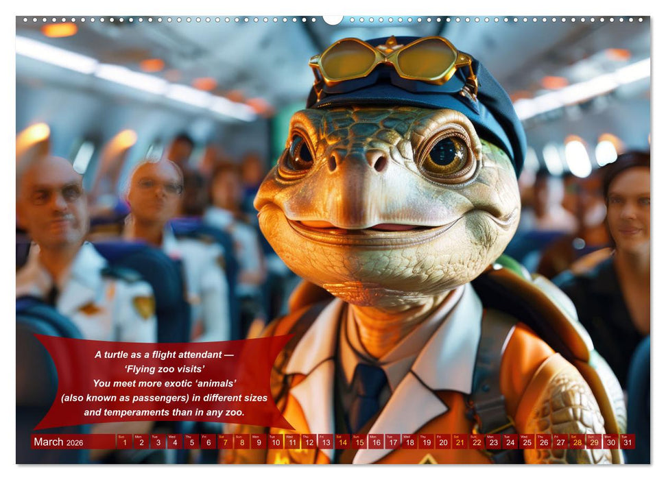 Funny animals as flight attendants (CALVENDO Premium-Calendar 2026)
