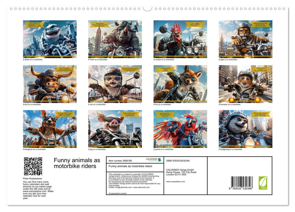 Funny animals as motorbike riders (CALVENDO Premium-Calendar 2026)