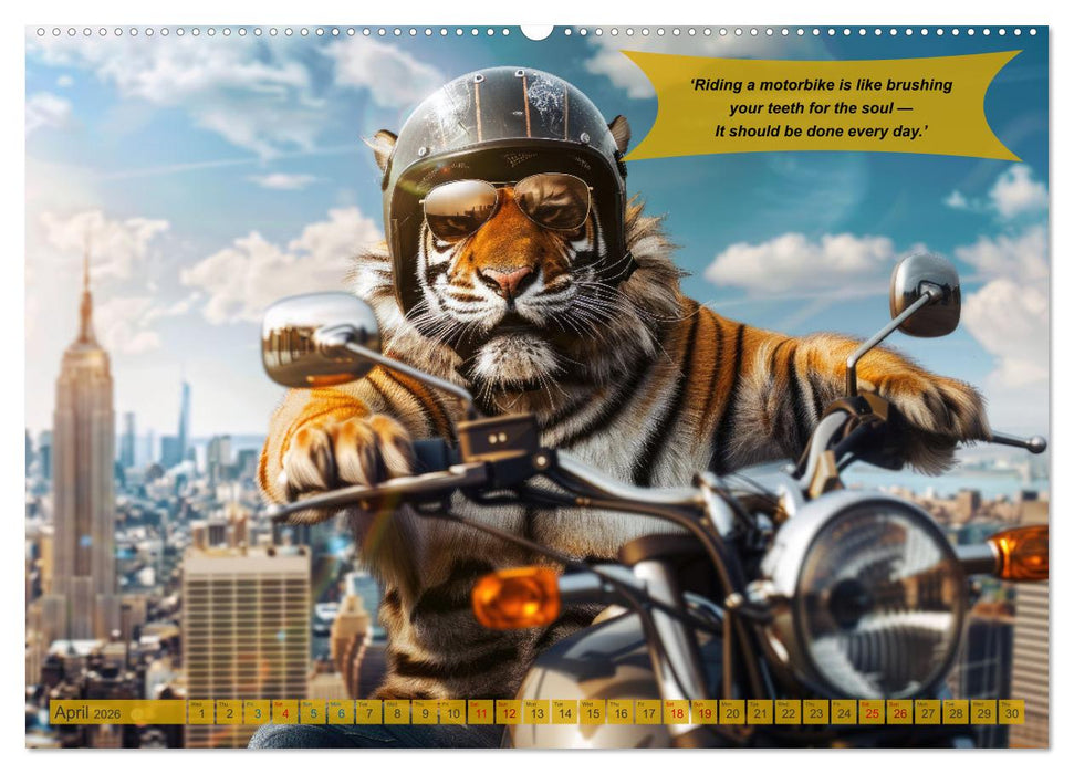 Funny animals as motorbike riders (CALVENDO Premium-Calendar 2026)