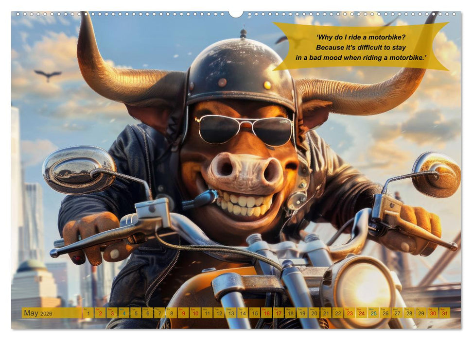 Funny animals as motorbike riders (CALVENDO Premium-Calendar 2026)